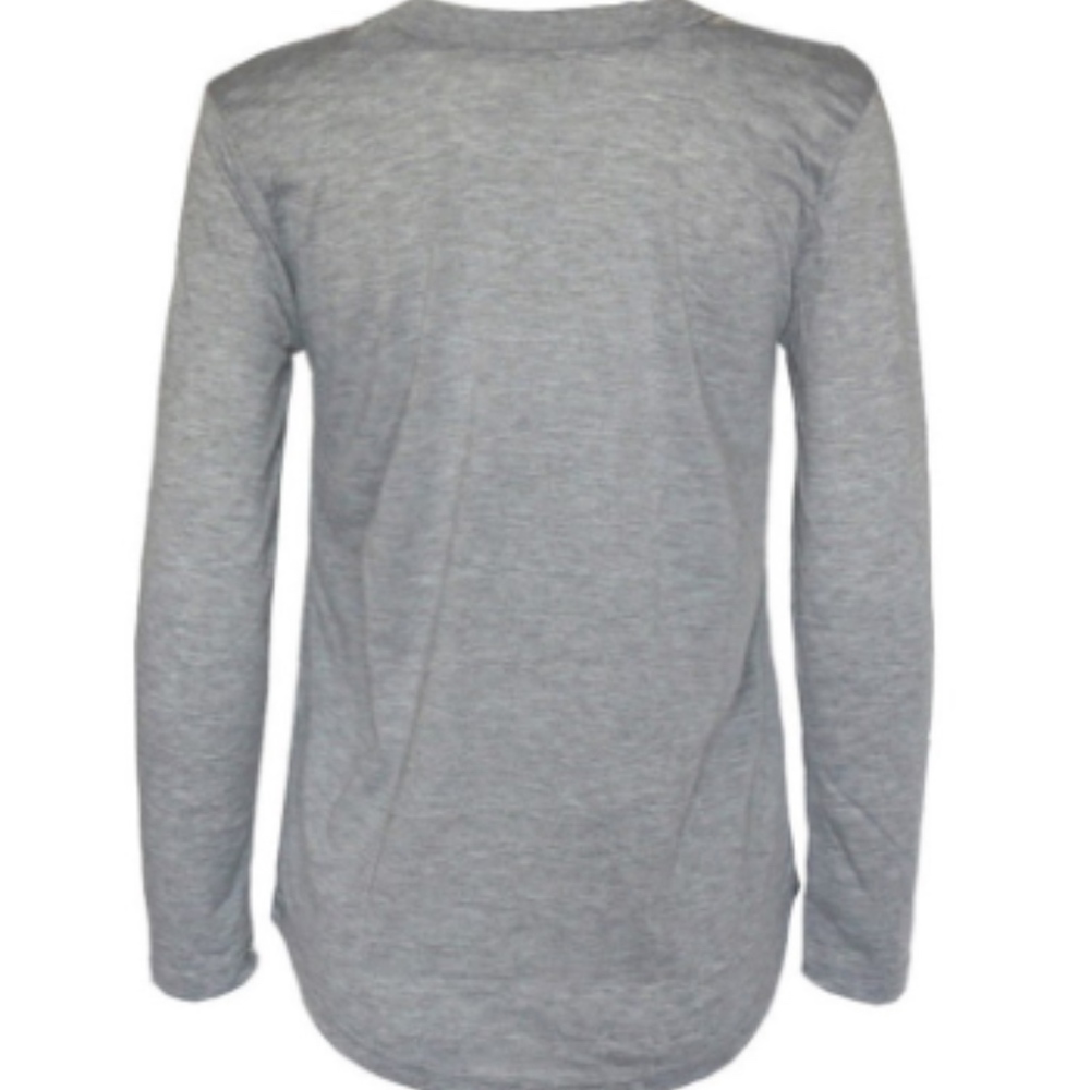  Black Long Sleeve V-Neck Cutout Shirt - Picture 5 of 5